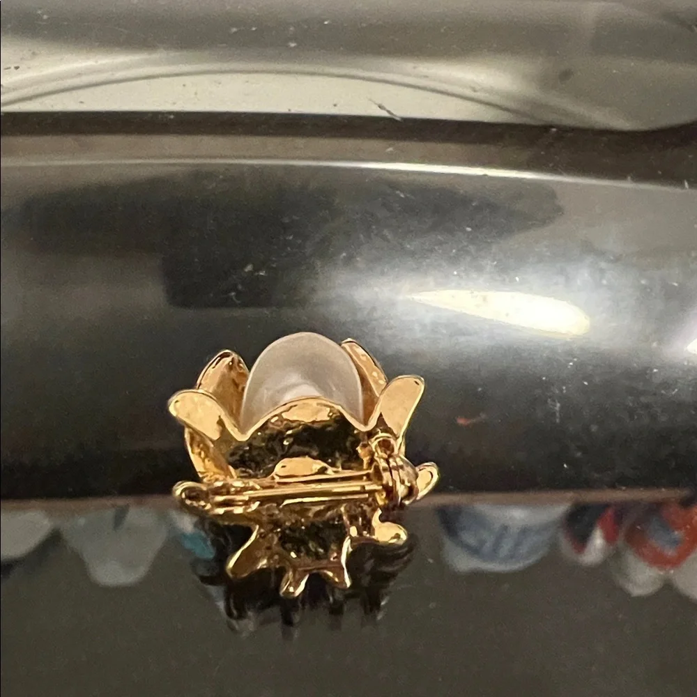 Elegant Gold and Silver Crystal Lady Bug Brooch